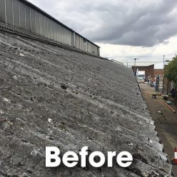 old asbestos roof and glazing system