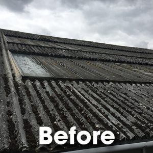 old asbestos roof and glazing system